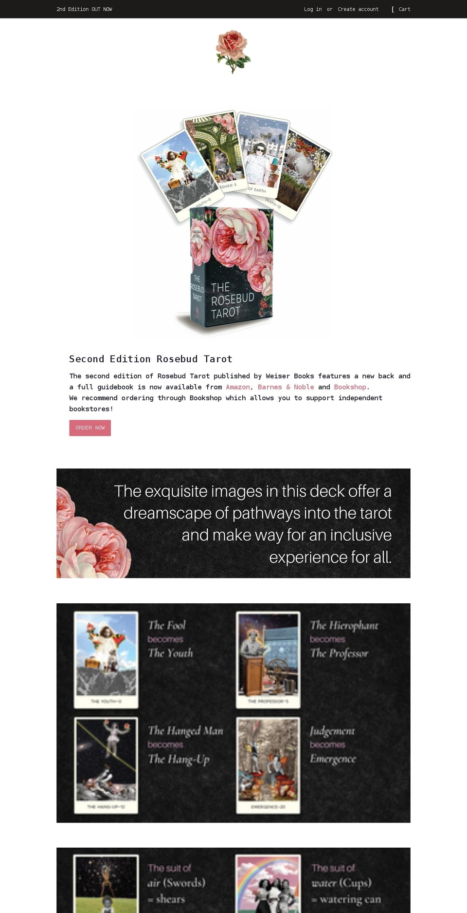 rosebudtarot.com shopify website screenshot