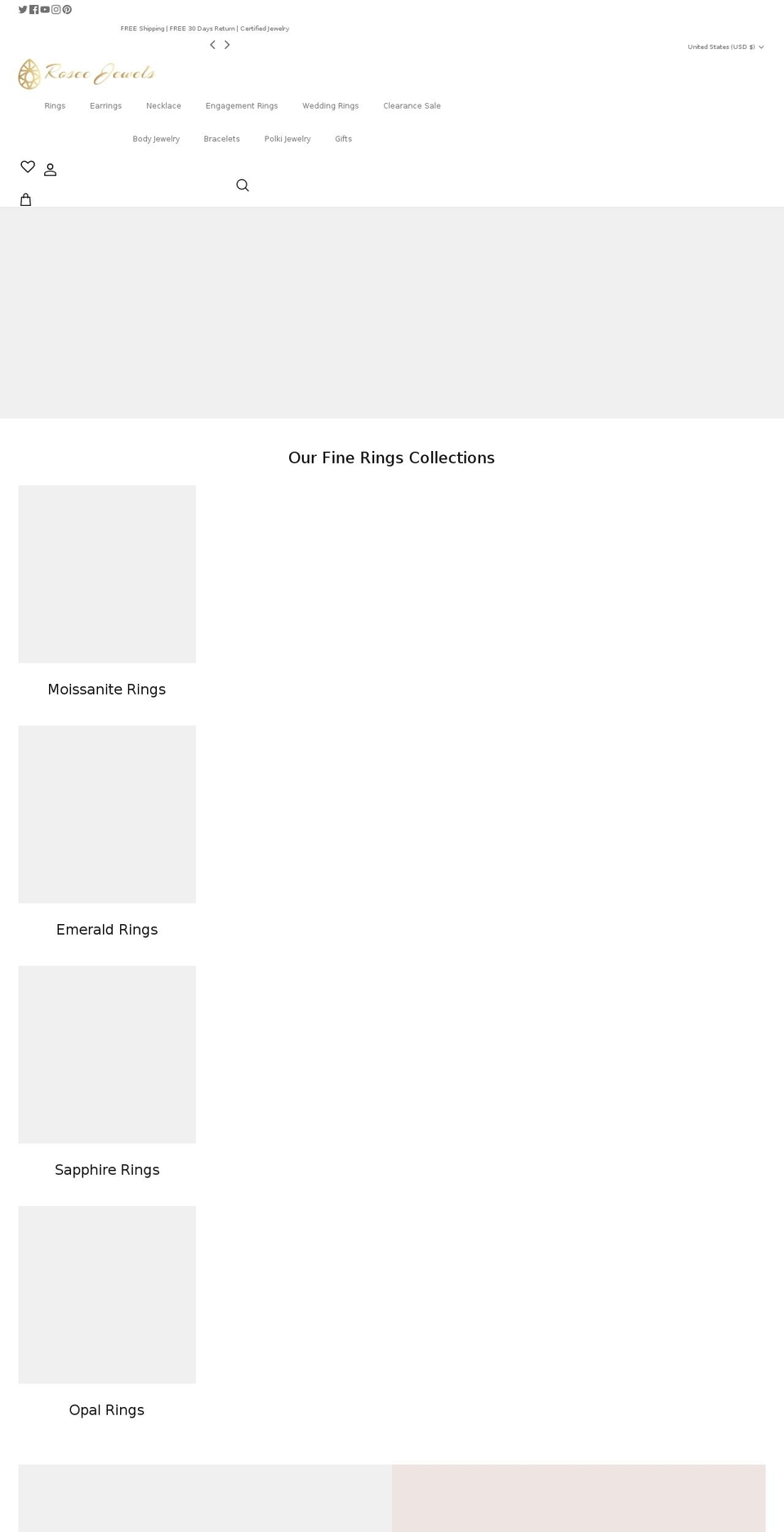 rosecjewels.com shopify website screenshot