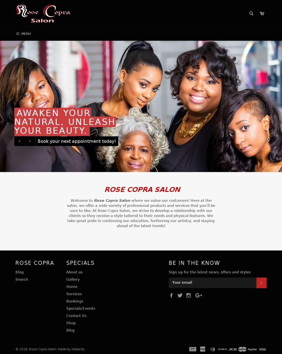 rosecopra.com — Shopify storefront screenshot