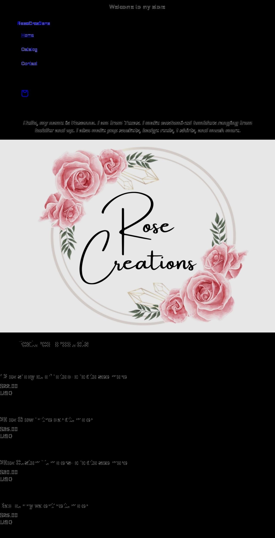 rosecreations.net shopify website screenshot