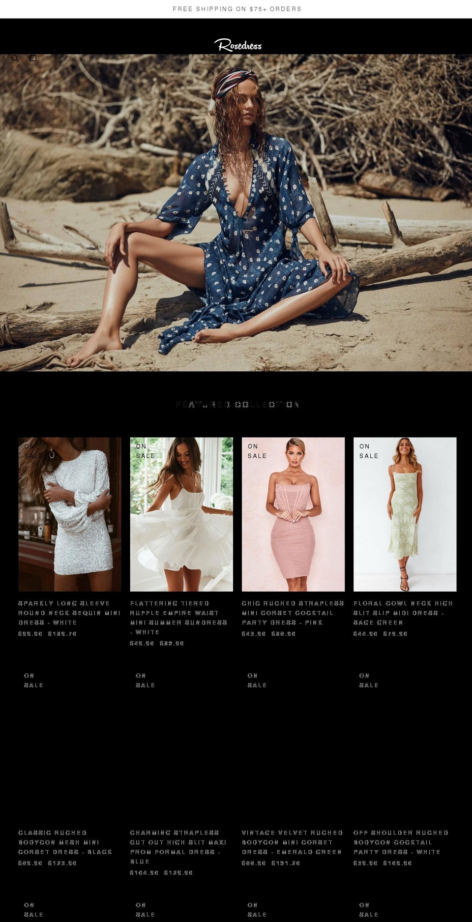 rosedress.com shopify website screenshot