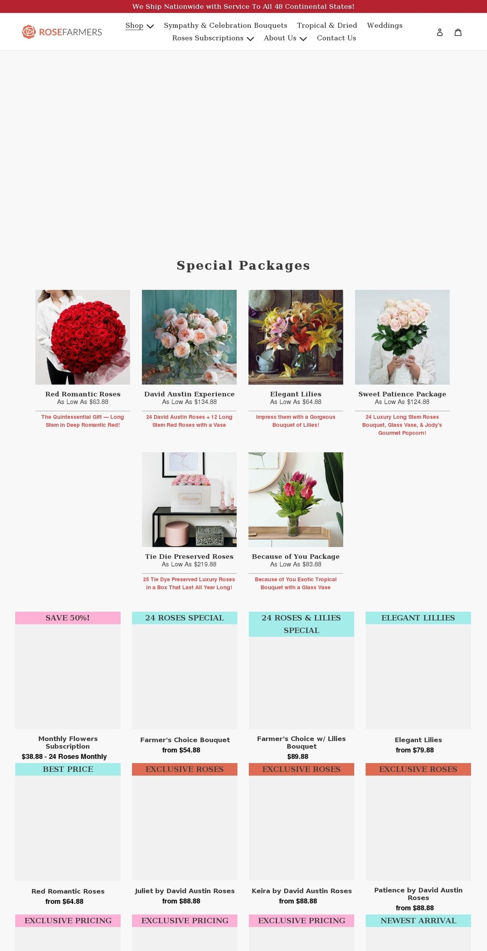 rosefarmers.com shopify website screenshot
