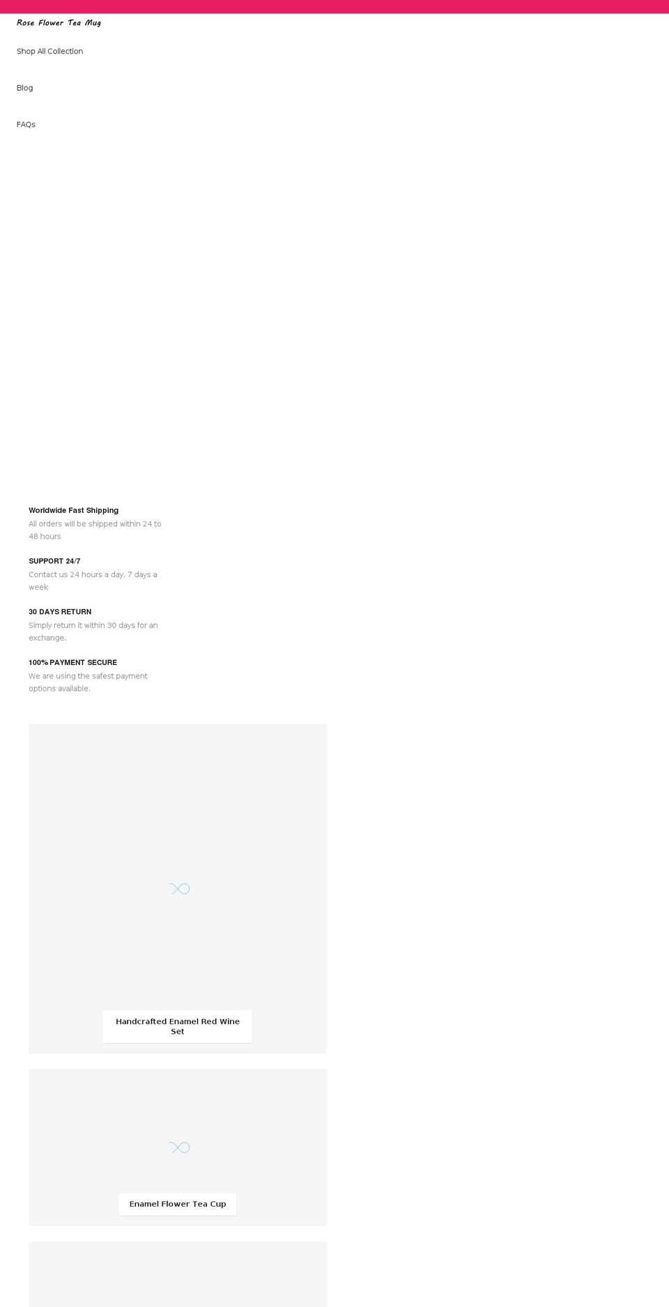 roseflowerteamug.com shopify website screenshot