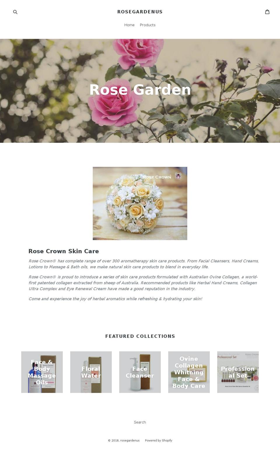 rosegardenus.com — Shopify storefront screenshot