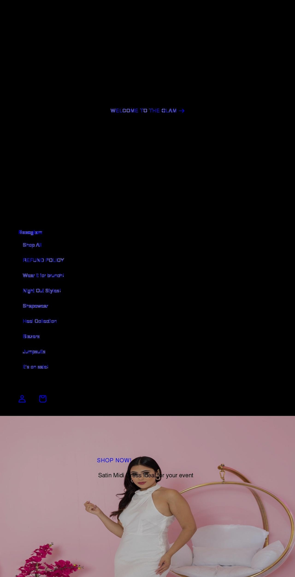 roseglamm.com shopify website screenshot