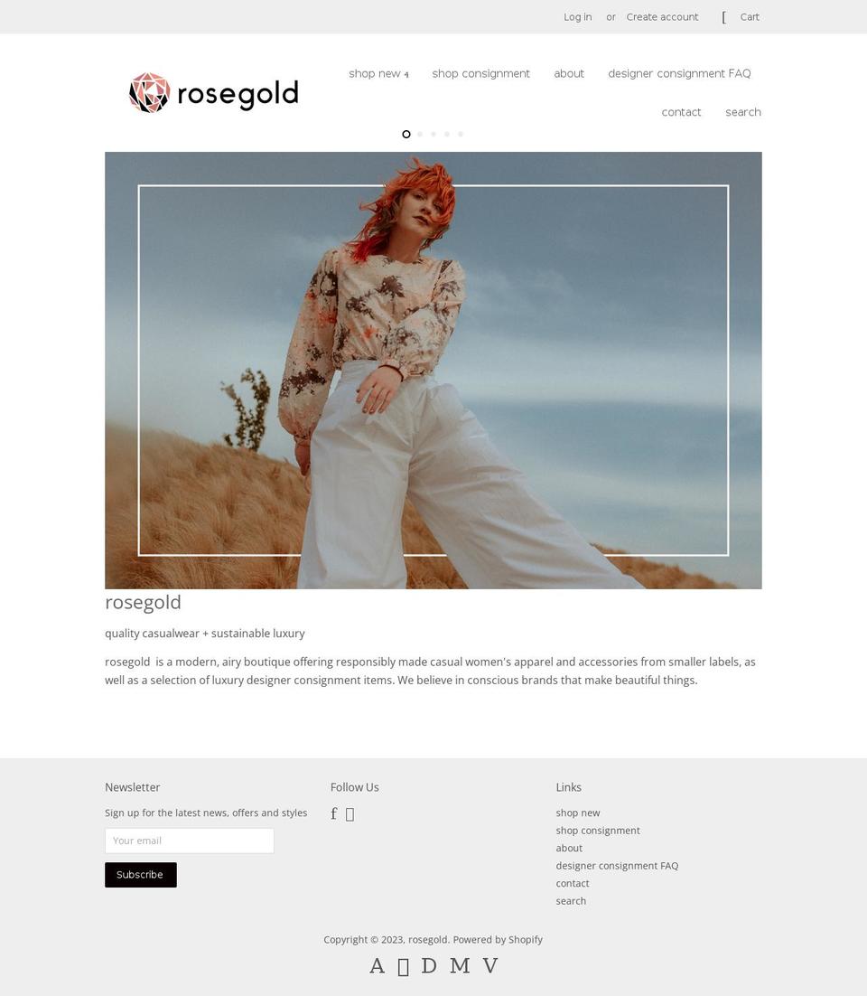 rosegold-boutique.myshopify.com shopify website screenshot