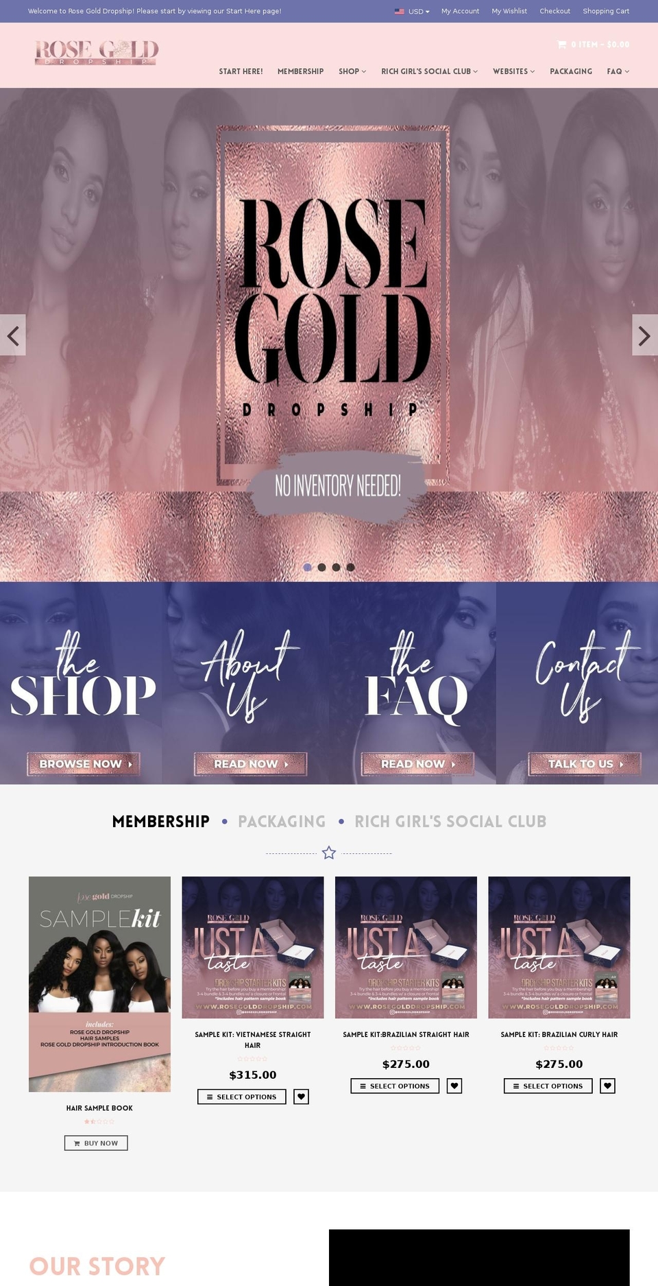rosegolddropship.com — Shopify storefront screenshot