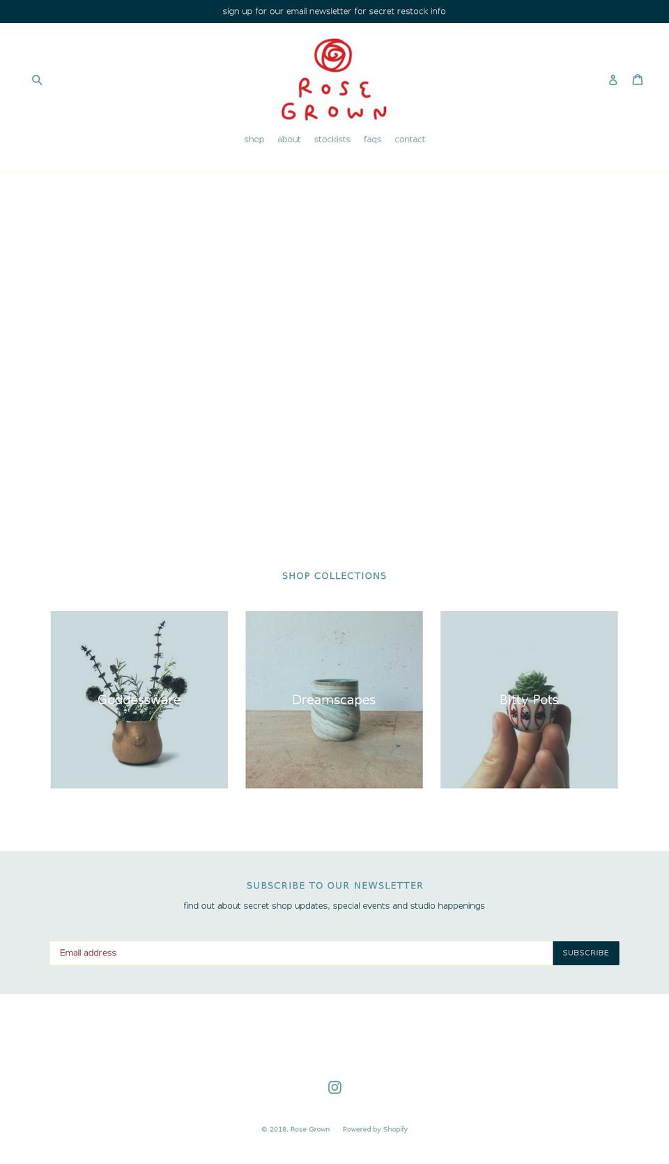 rosegrown.com shopify website screenshot