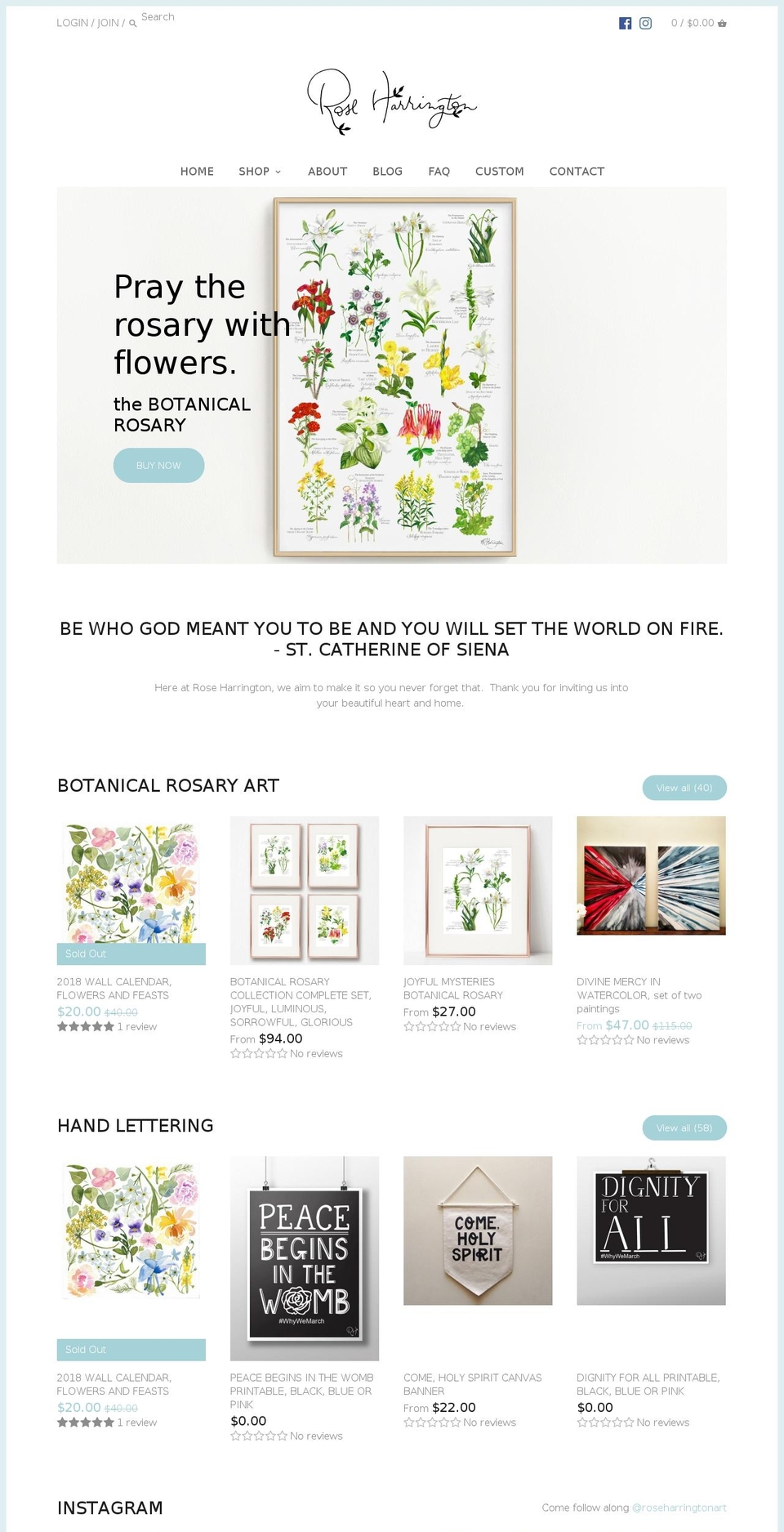 roseharrington.com shopify website screenshot