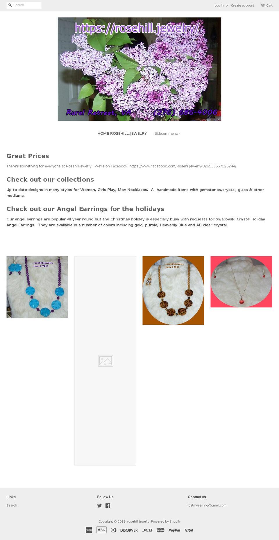 rosehill.jewelry shopify website screenshot