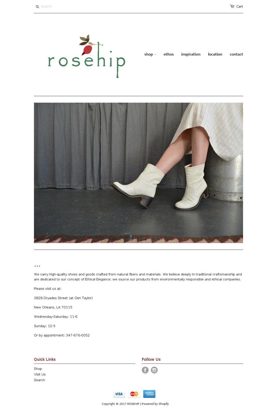 rosehipmercantile.com shopify website screenshot