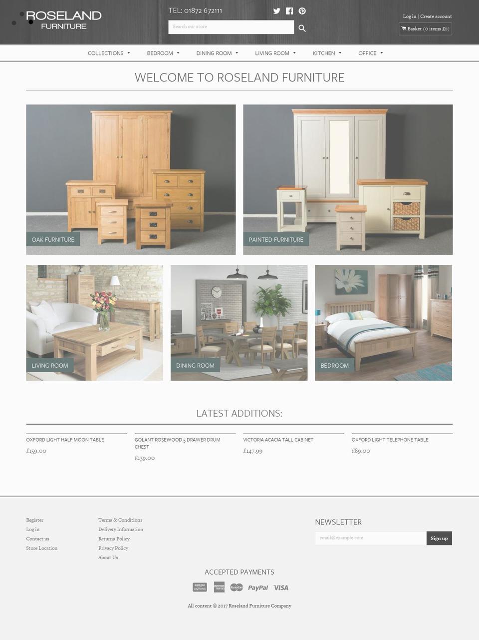 roselandfurniture.com shopify website screenshot