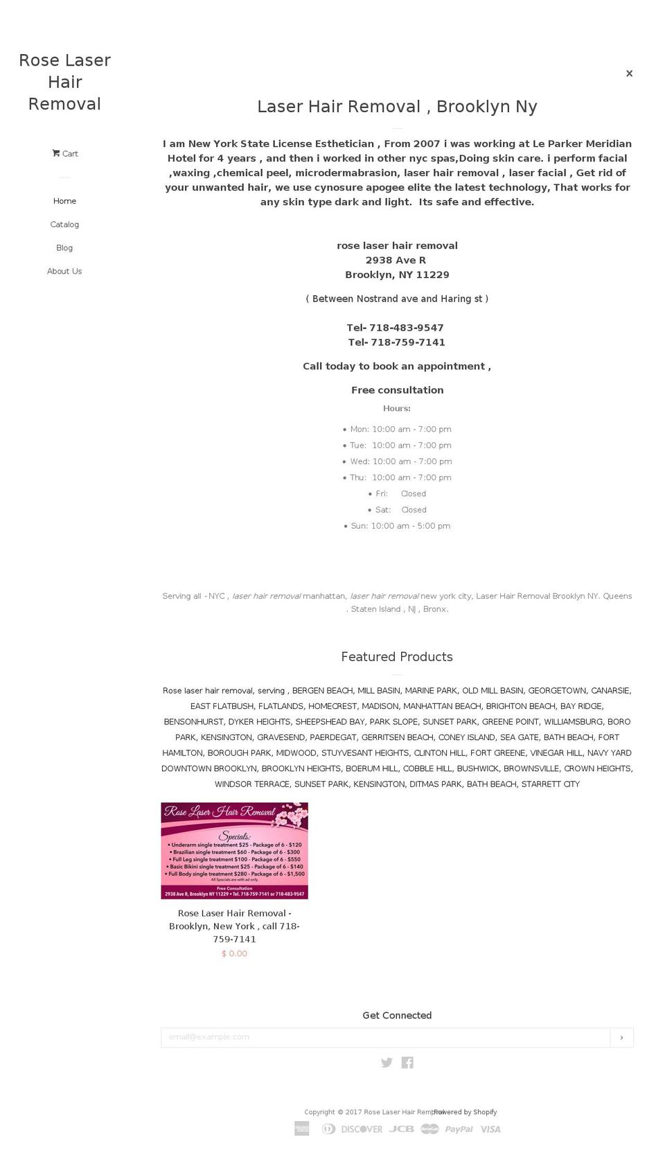 roselaserhairremoval.com shopify website screenshot