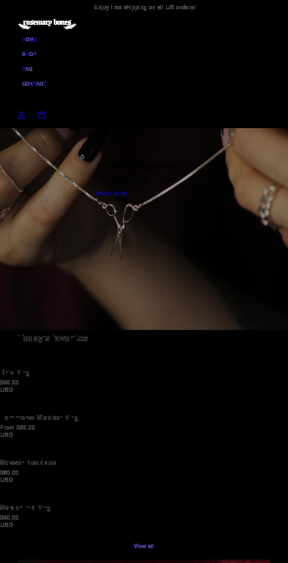 rosemarybones.com shopify website screenshot