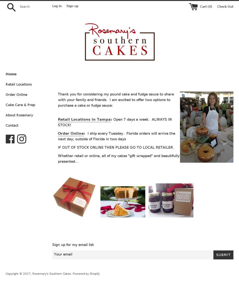 rosemarycake.com shopify website screenshot