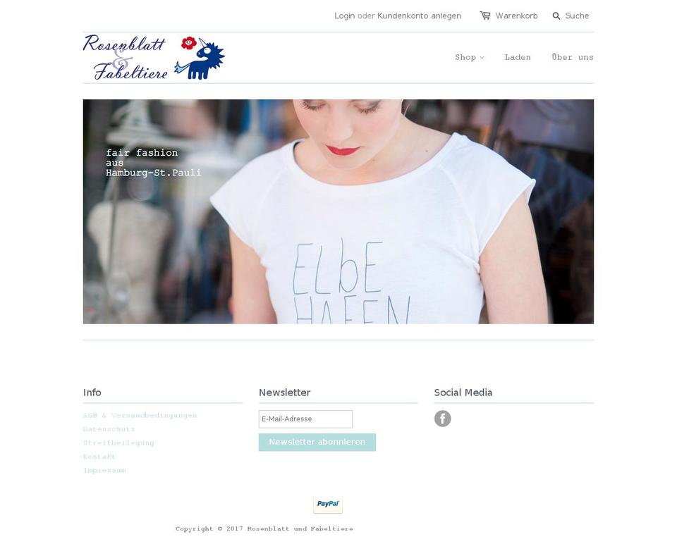 rosenblatt-und-fabeltiere.de shopify website screenshot