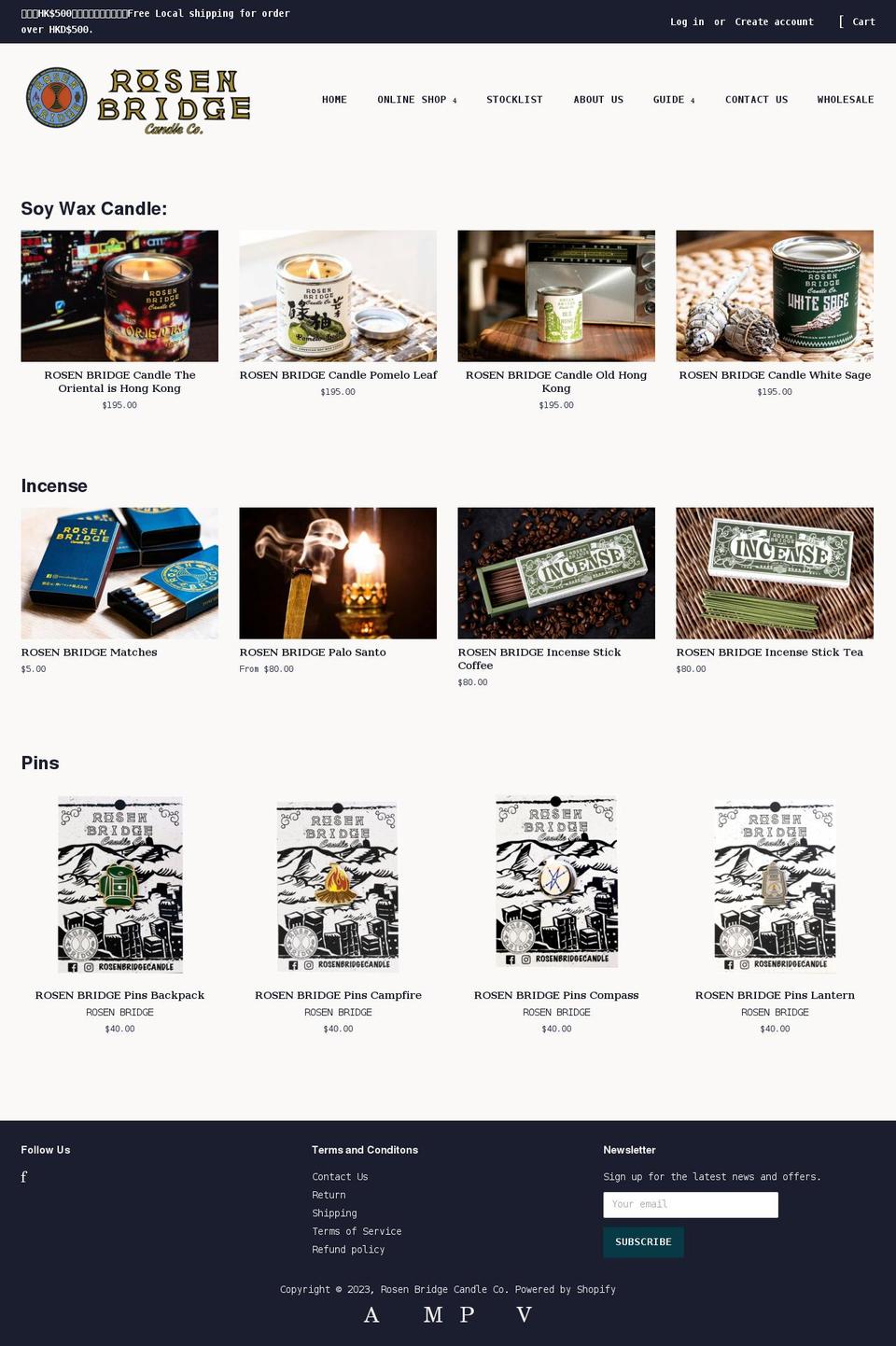 rosenbridgeco.com — Shopify storefront screenshot