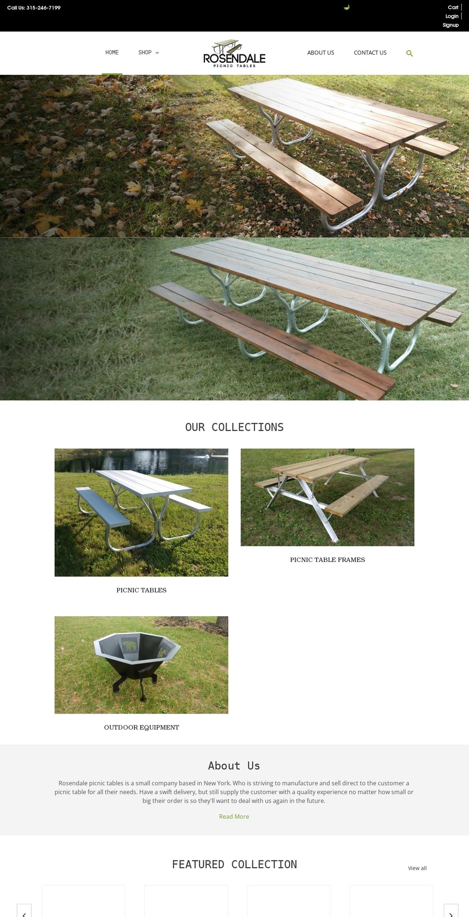 rosendalepicnictables.com — Shopify storefront screenshot