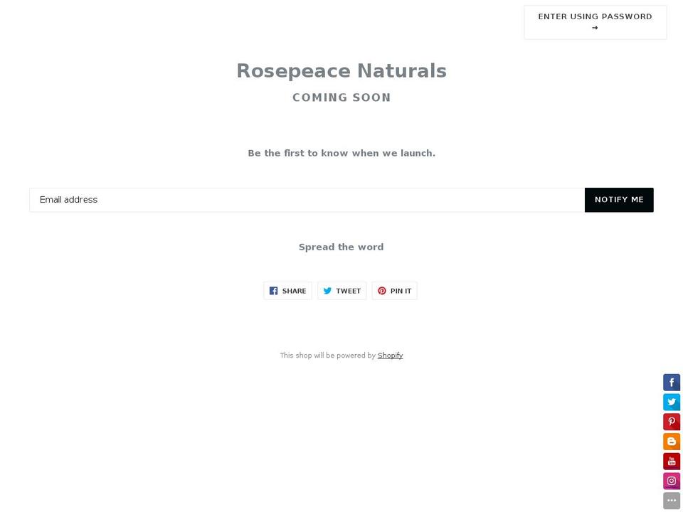 rosepeacenaturals.com — Shopify storefront screenshot