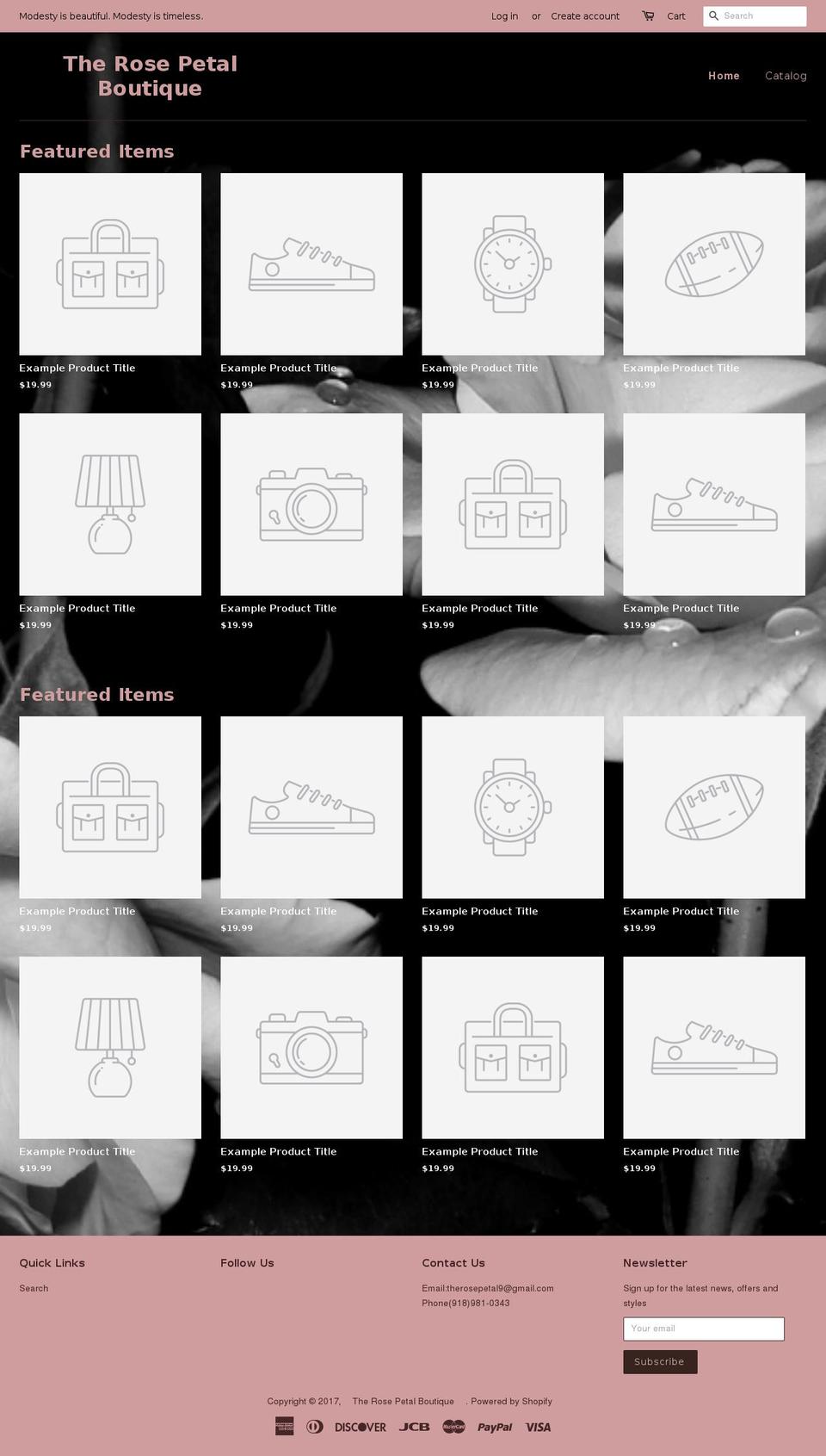 rosepetalboutique.com shopify website screenshot