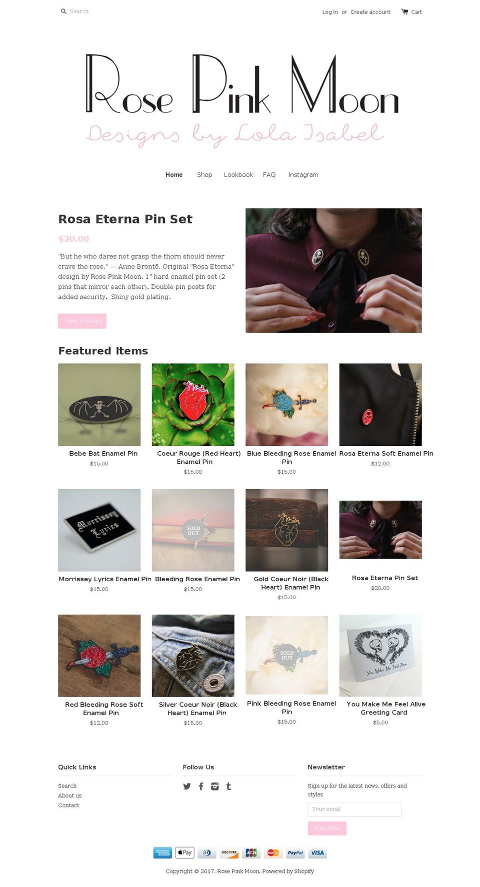 rosepinkmoon.com shopify website screenshot