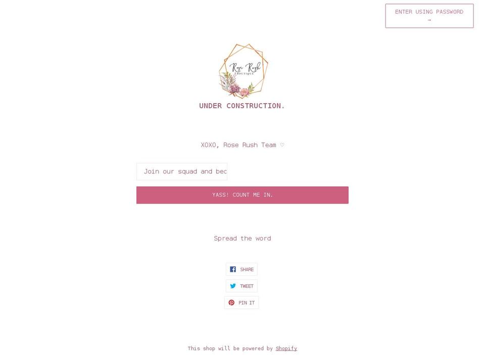 roserushboutique.com shopify website screenshot