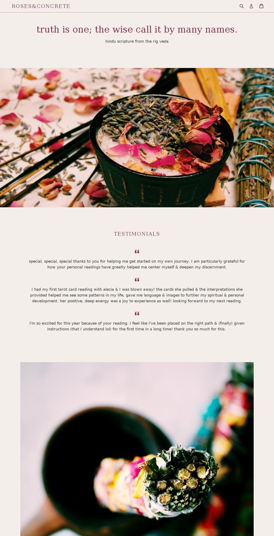 rosesandconcrete.com shopify website screenshot