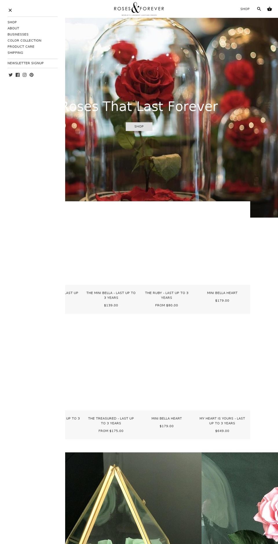 rosesandforever.com — Shopify storefront screenshot