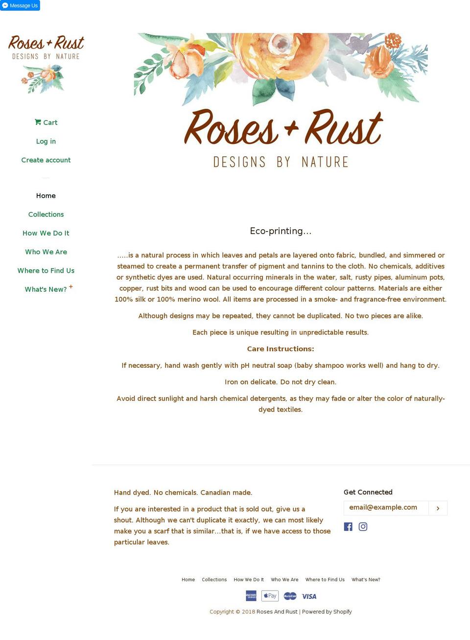 rosesandrustdesigns.com — Shopify storefront screenshot
