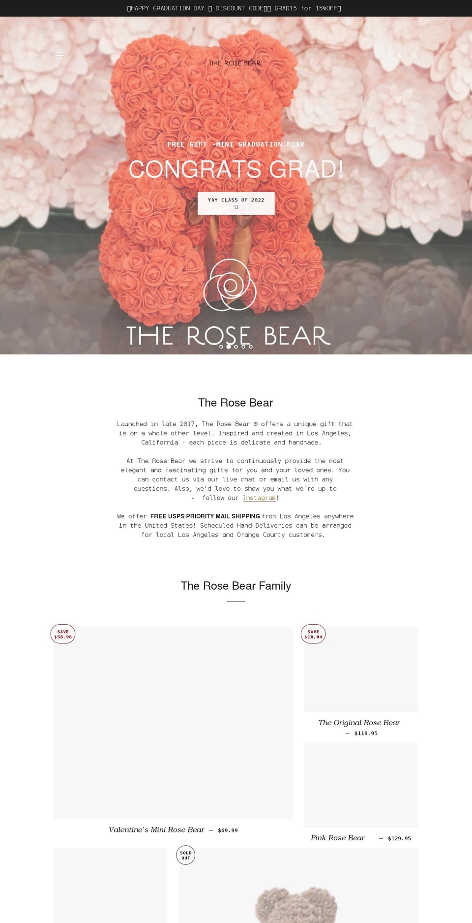 rosesbear.com — Shopify storefront screenshot
