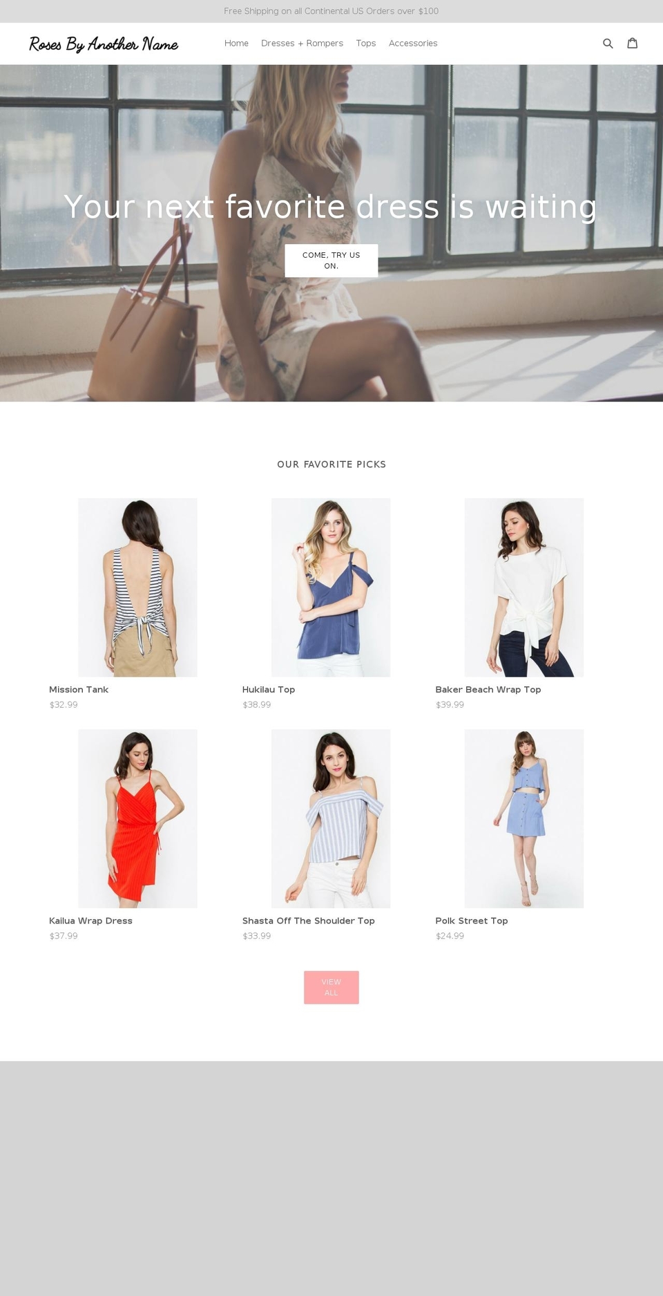 rosesbyanothername.com — Shopify storefront screenshot