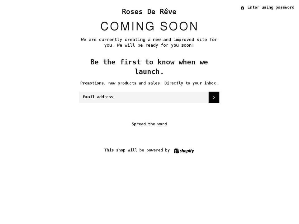 rosesdereve.com shopify website screenshot