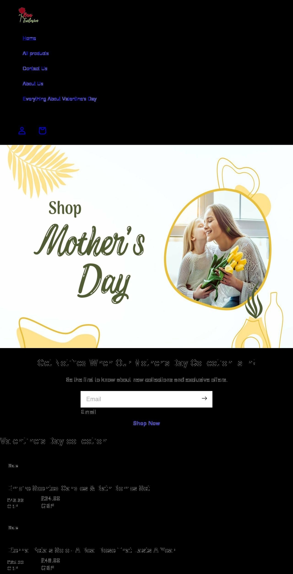 rosesexclusive.com shopify website screenshot