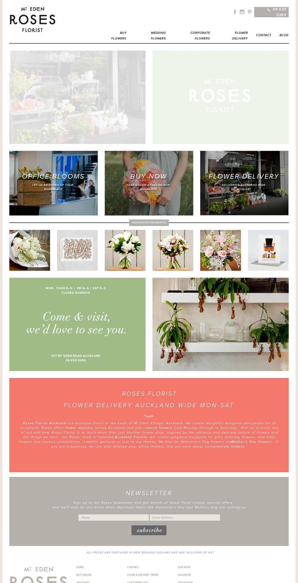 rosesflorist.co.nz shopify website screenshot