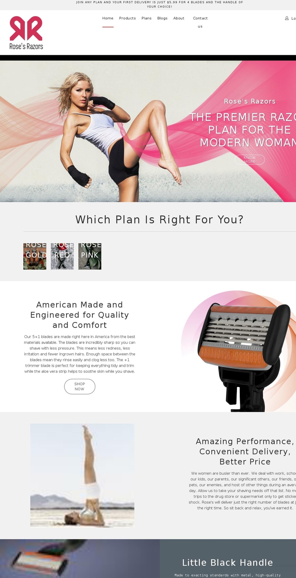 rosesnrazors.com shopify website screenshot