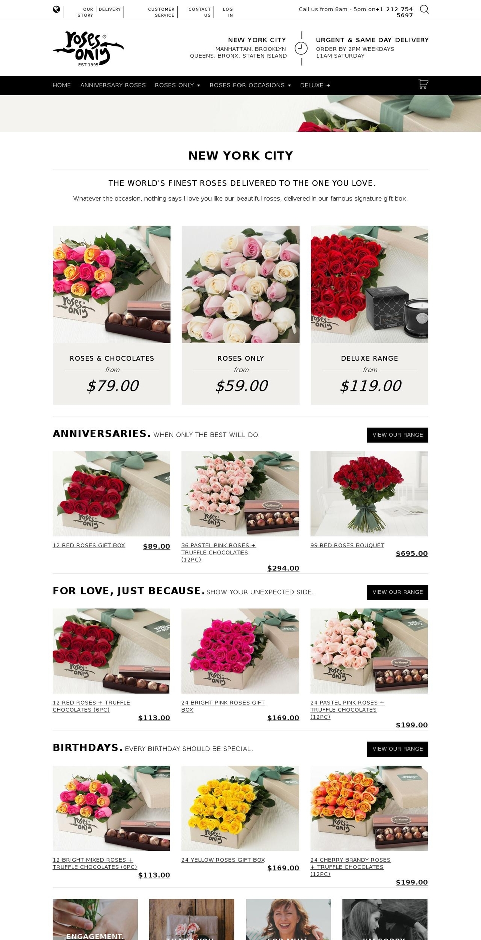 rosesonly.com shopify website screenshot