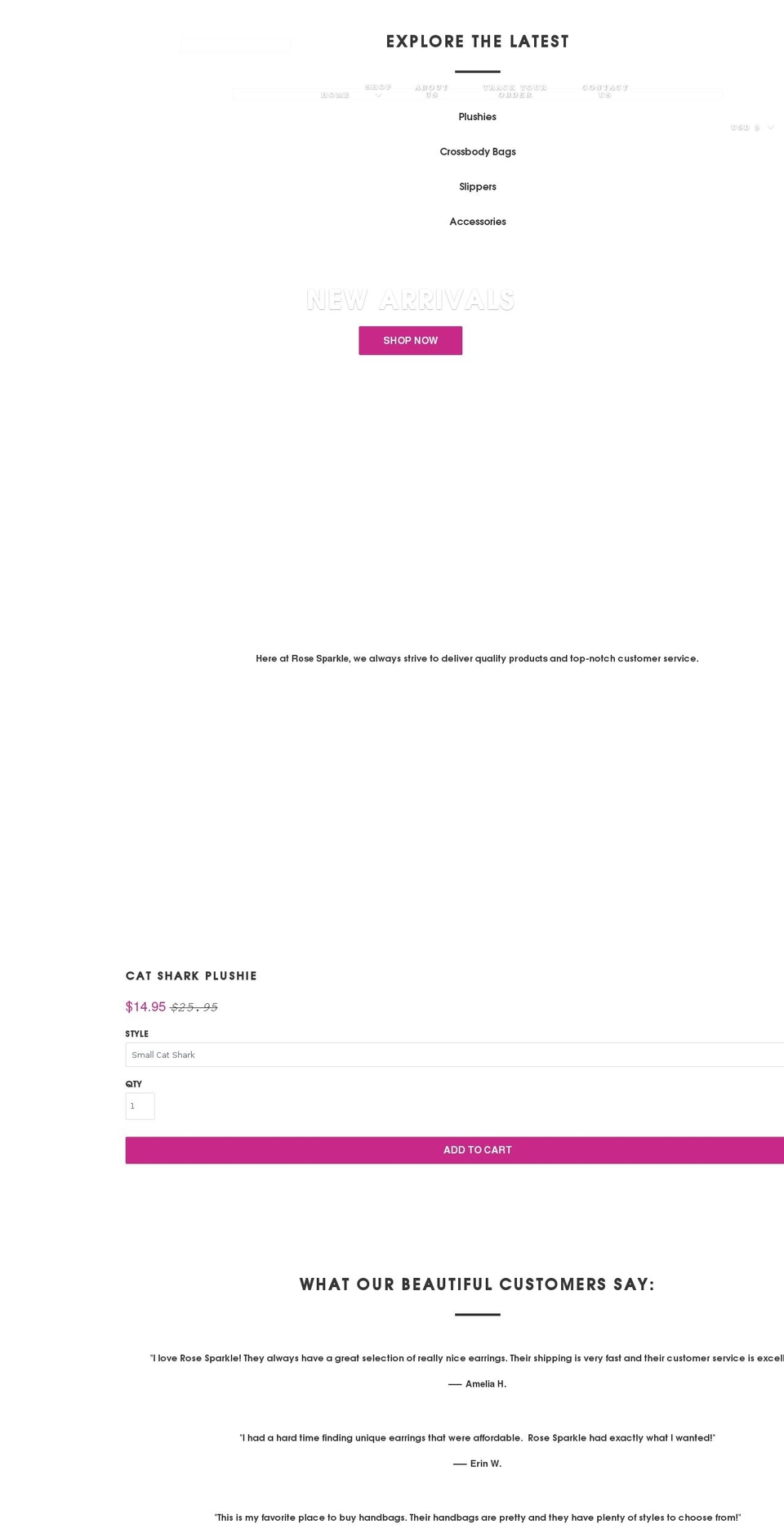 rosesparkle.com shopify website screenshot
