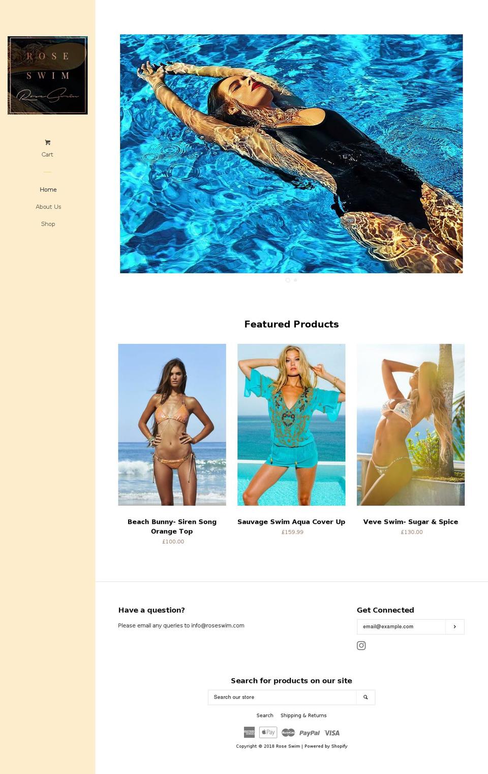 roseswim.com — Shopify storefront screenshot