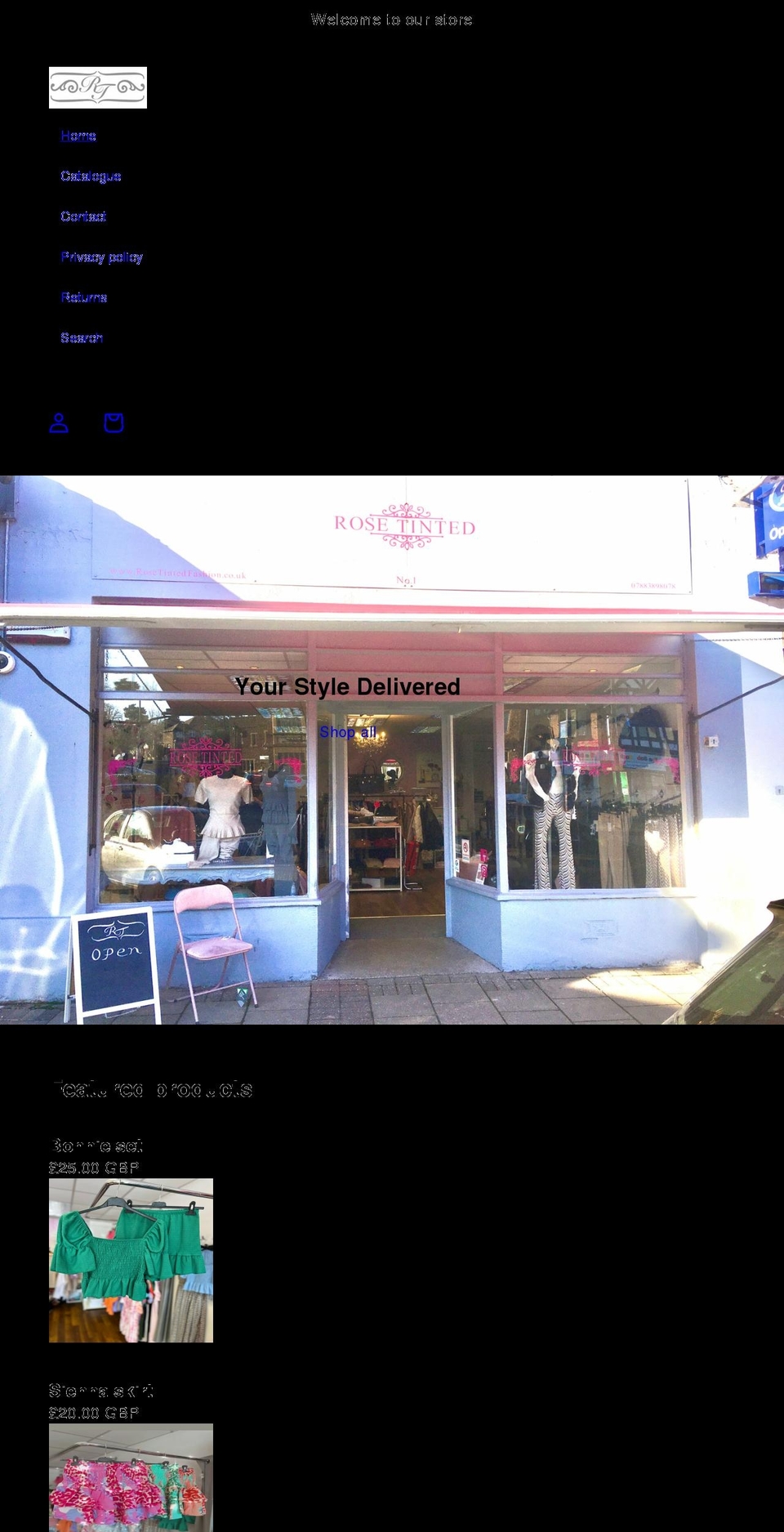 rosetintedfashion.co.uk shopify website screenshot