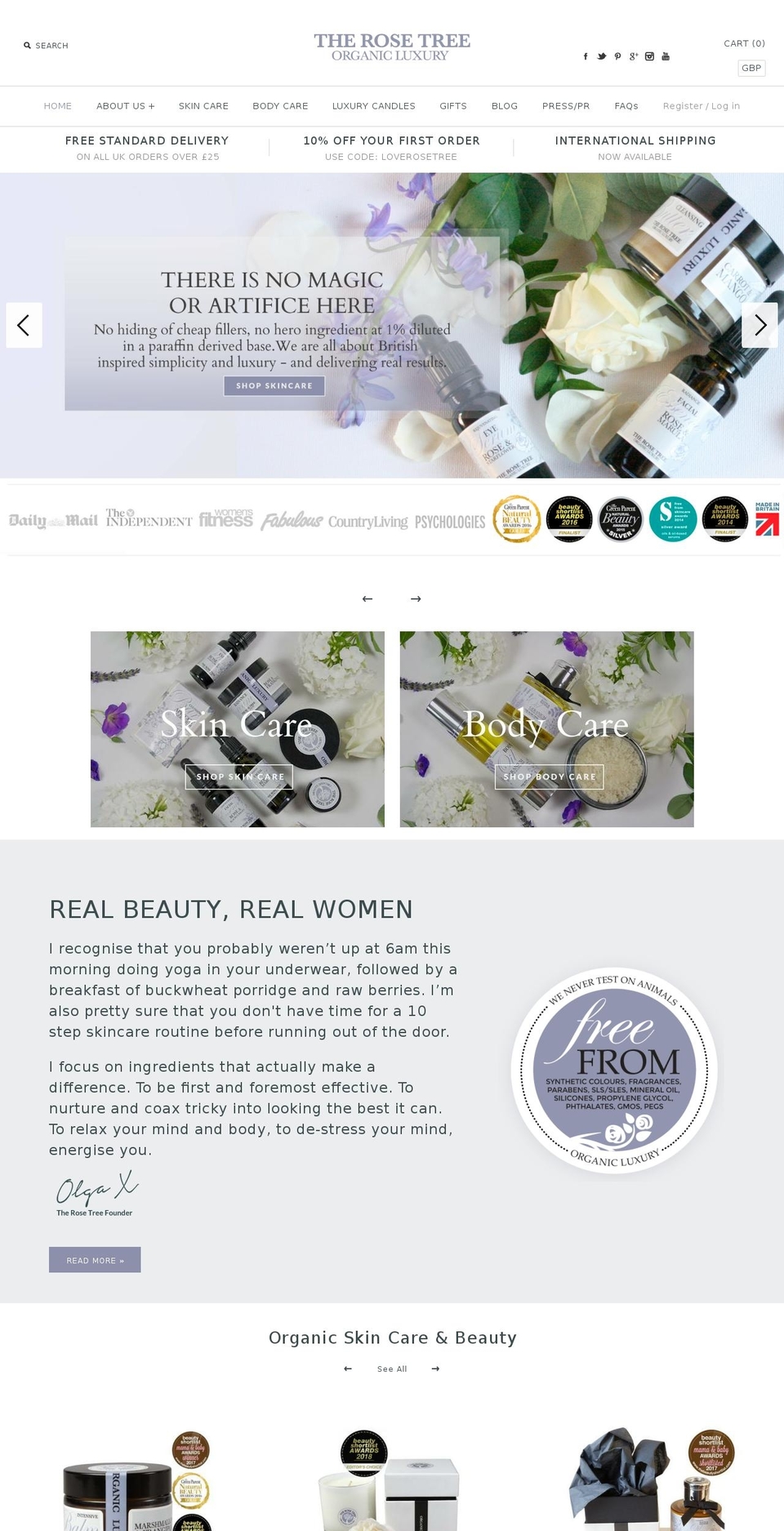 rosetreeorganic.com — Shopify storefront screenshot