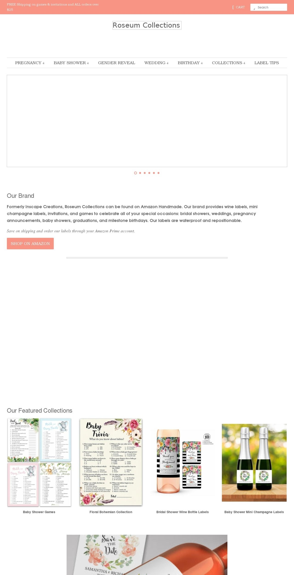 roseumcollections.com shopify website screenshot