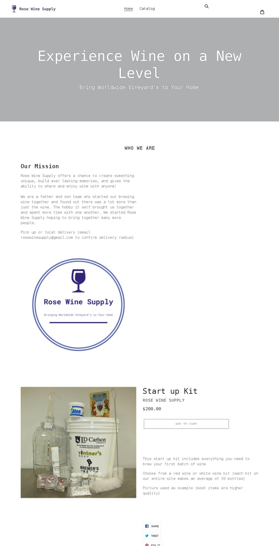 rosewinesupply.com shopify website screenshot