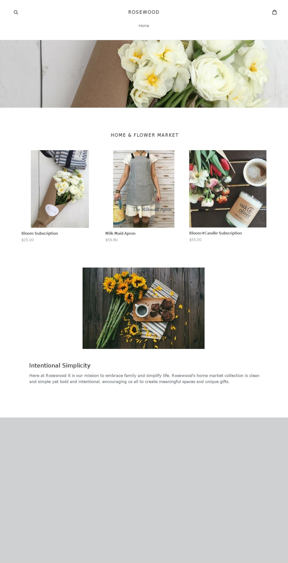 rosewoodflowermarket.com — Shopify storefront screenshot