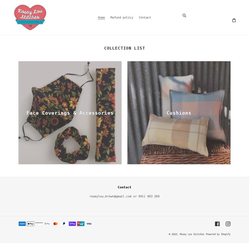 roseyloustitches.com.au shopify website screenshot