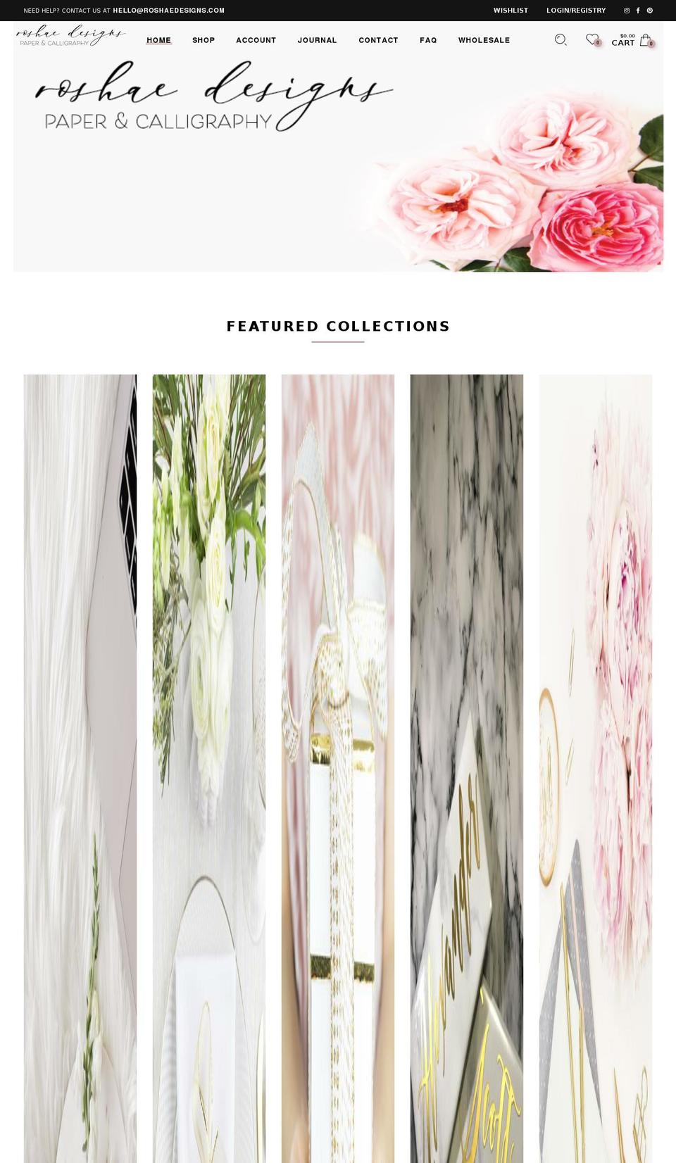 roshaedesigns.com shopify website screenshot