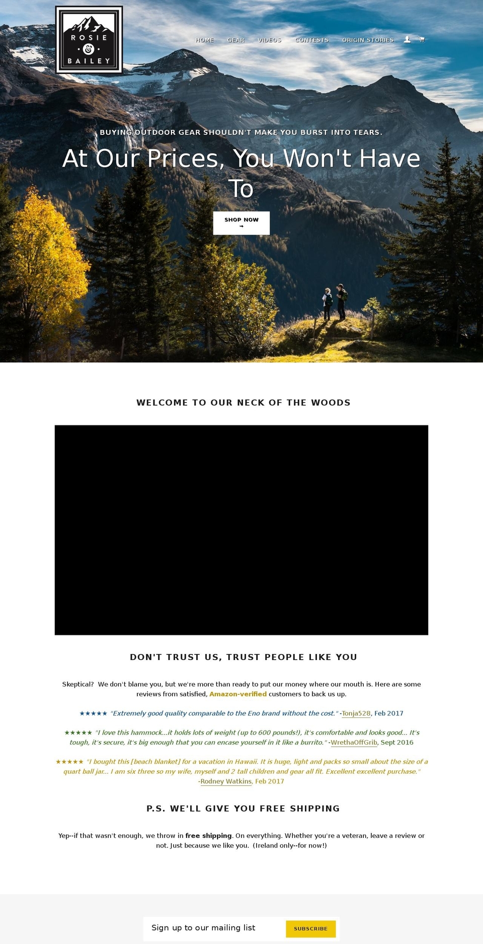rosieandbailey.com — Shopify storefront screenshot