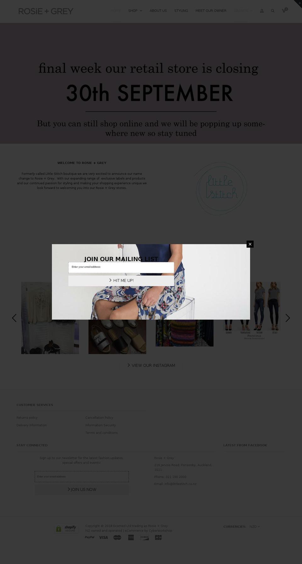 Rosie + Grey Shopify theme site example rosieandgrey.co.nz