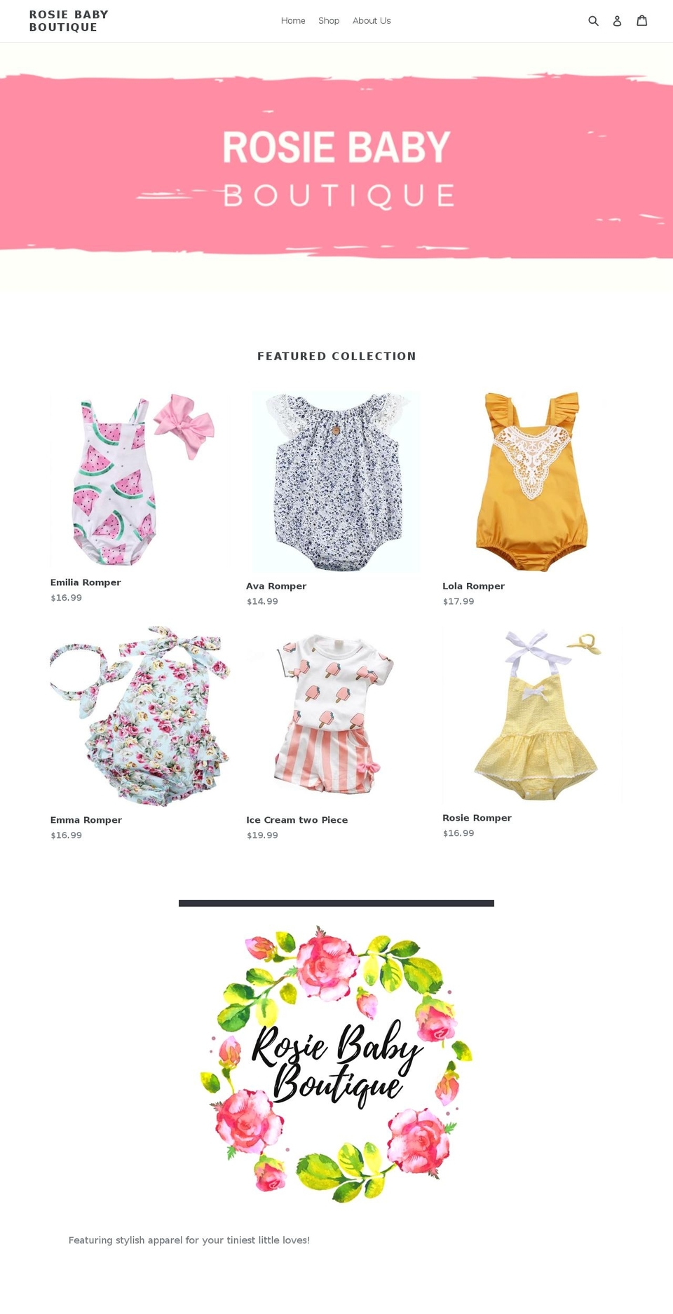 rosiebabyboutique.com — Shopify storefront screenshot
