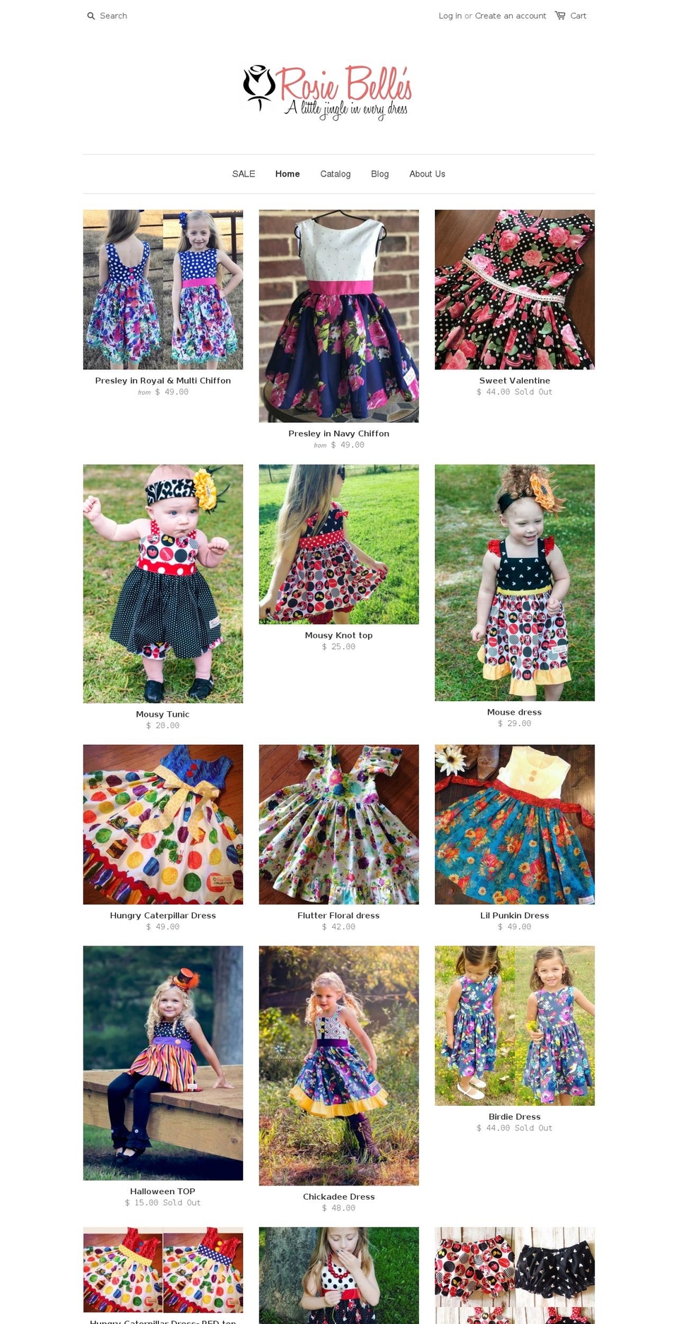 rosiebelles.com shopify website screenshot