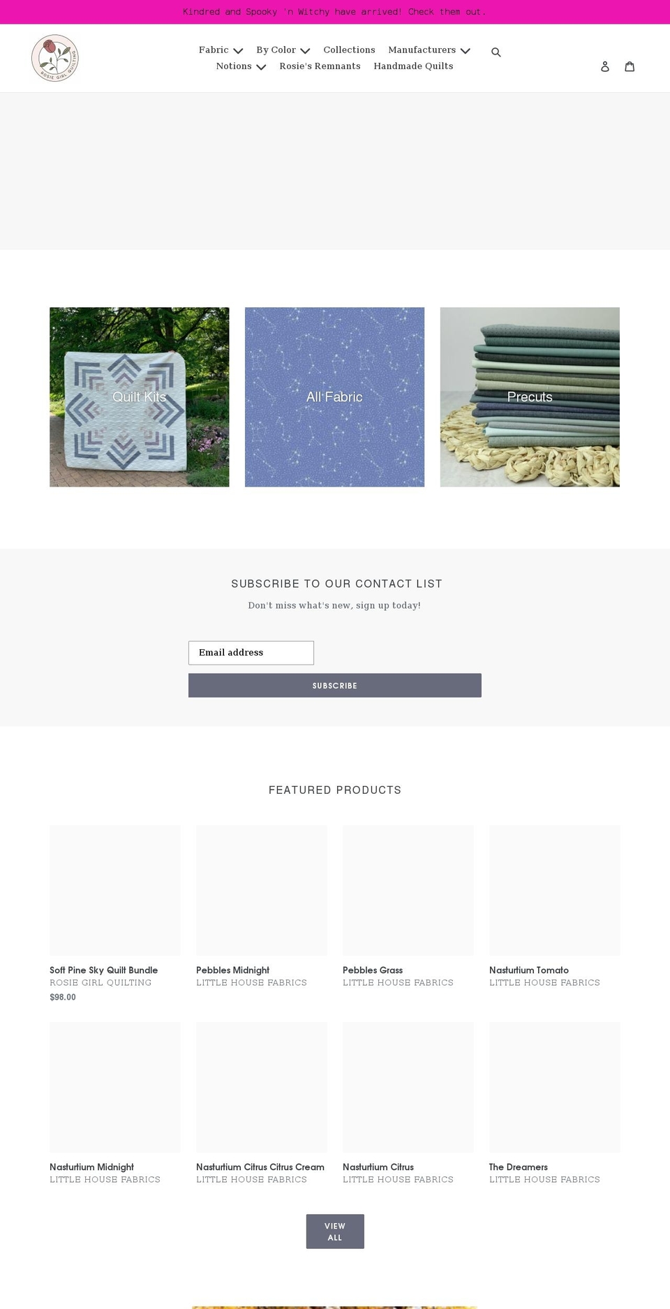 rosiegirlquilting.com shopify website screenshot